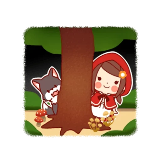 animation, xiao hong, little red riding hood, little red riding hood