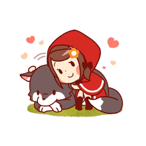 red riding hood, cartoon character, little red riding hood, character 5 chibi futian