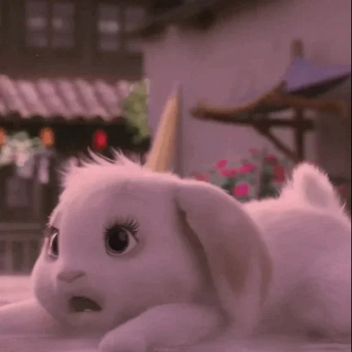le lapin est mignon, lapin boule des neiges, les animaux sont mignons, dessins animés de lapin, la vie secrète du lapin de compagnie