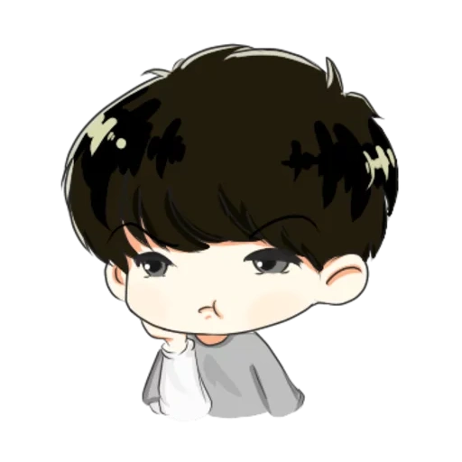 red cliff bts, bias chibi, min yongyi art chibi, patrón de cola plana chong guo