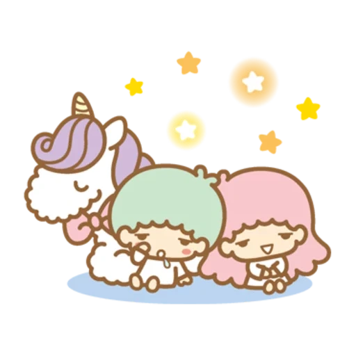 sanrio twin stars, pequeña estrella doble, tres estrellas austriacas géminis, pequeña géminis, pequeño campo húmedo gemini