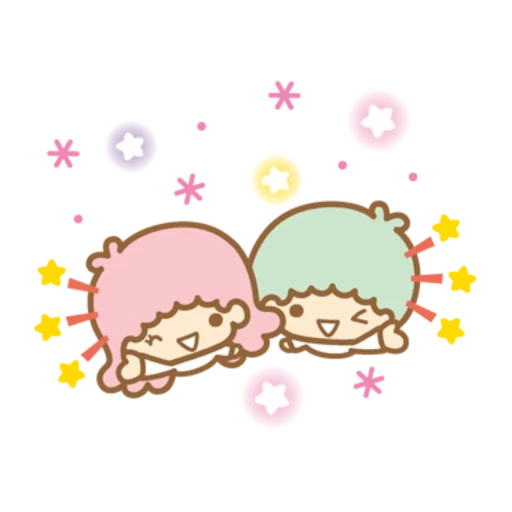 clipart, petites étoiles jumelles, star gemini sanrio, twin stars sanrio srisovka, petites étoiles jumelles avec sauvage