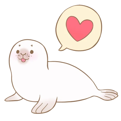 cute foche, profilo del sigillo, modello di sigillo, cuore di foca, sketch di seal