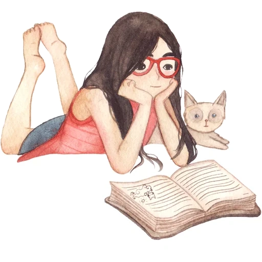 notebook, la ragazza, disegni artistici, la scena del libro, bibliotecario