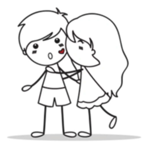 love couple, love outline, a loving couple, pencil lover, cartoon lovers in love