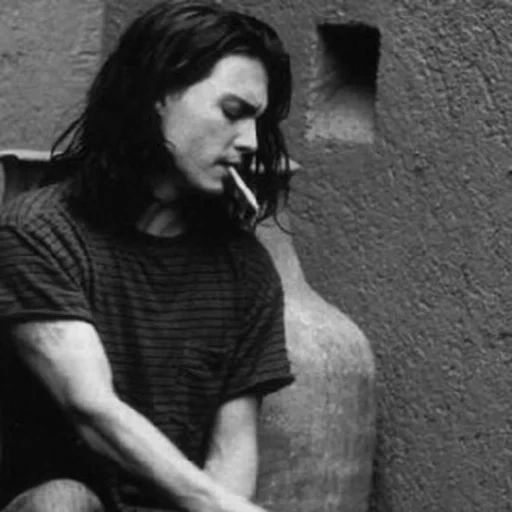 johnny, egor letov, johnny depp, the man is long hair, johnny depp of youth with long hair cigarette