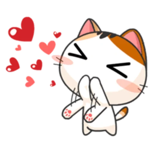 meow animated, kitty giapponese, buongiorno gatto, carino kawai pittura, i sigilli animati