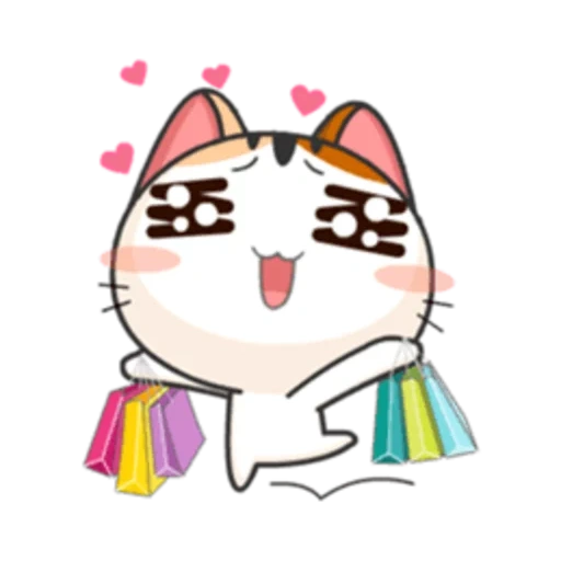 piada, japonês, gato japonês, ilustração de um gato, gatos emoji coreanos