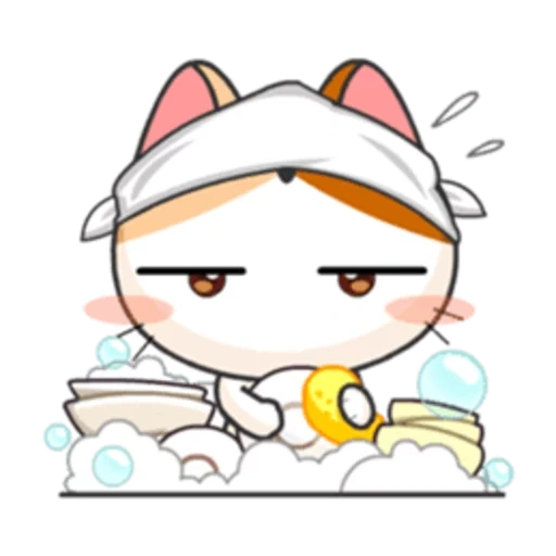 wa apps, meow animated, животные милые, корейские эмодзи котики