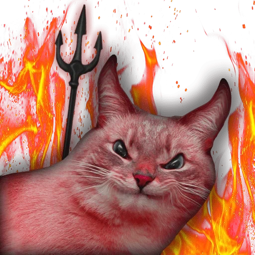 cat, cat bottom, fire cat, kitty devil, cat fire meat