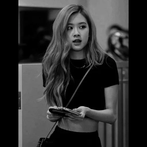 junge frau, schwarzrosa, rose blackpink, blackpink rosé, rosanna black pink