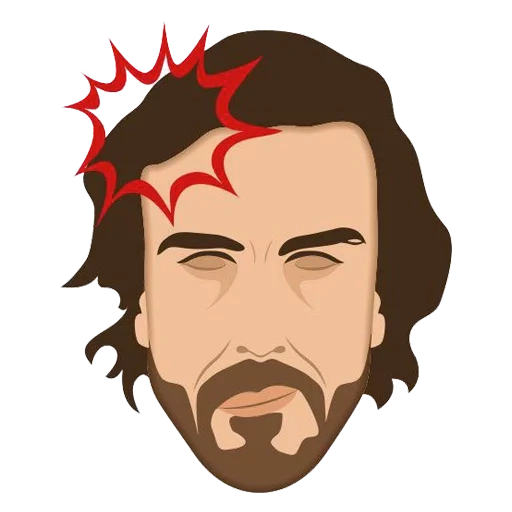 jenggot, jantan, karakter, fernando alonso, ilustrasi karakter