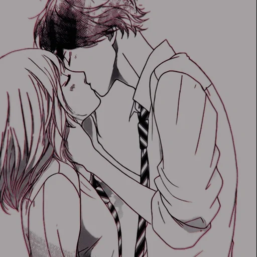 couple de bande dessinée, peinture de couple, couples mignons d'anime, bande dessinée de couple d'anime, anime imparable baiser de jeunesse