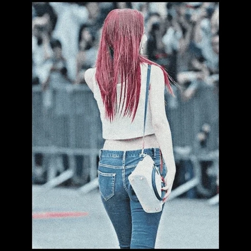 chica, mujer joven, muchachas asiáticas, ombre de cabello rojo, chica con cabello rojo