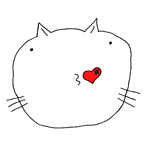 кошка, шаблон валентинки, легкие рисунки котят, лёгкие рисунки животных, валентинка котиком шаблон