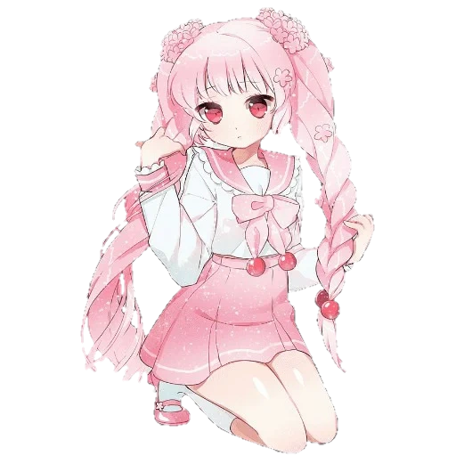 chibi hatsune miku cherry blossom, hatsun miku sakura chibi, anime pink, pink anime tan, pink rambut anime