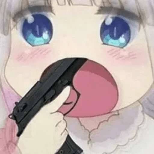 anime's mouth, anime is stubborn, the anime is funny, anime pistol, anime pistol