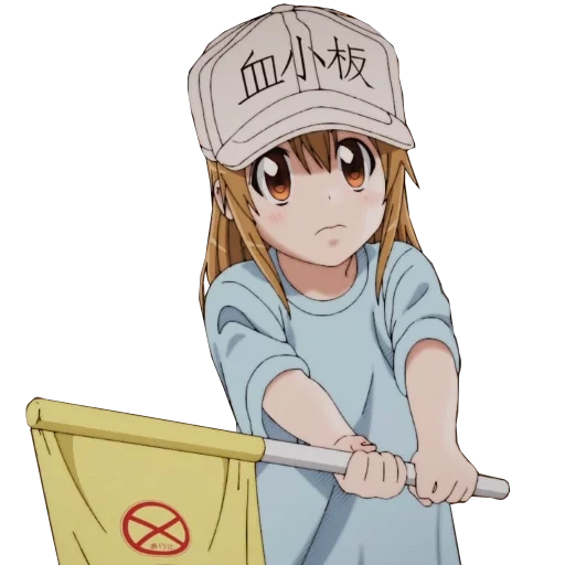 hataraku saibou, anime telegram sticker, hataraku saibou tembakan trombositik dari anime, stiker telegram, karakter anime
