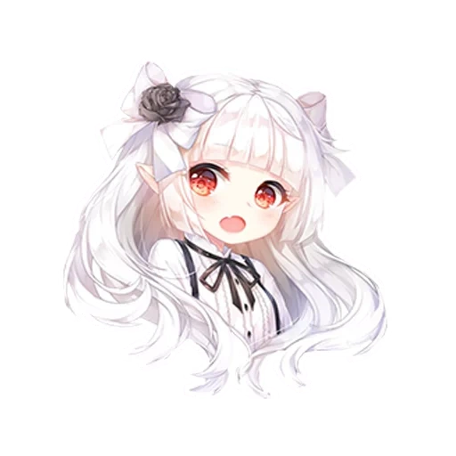 animação, garota de anime branco, anime de cabelo branco, menina de anime fofa