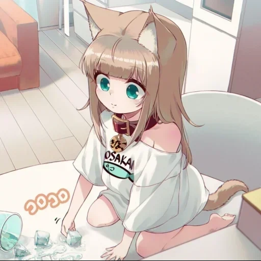 lily, anime neko, anime mignon, osaka yoko manga, fille chat anime