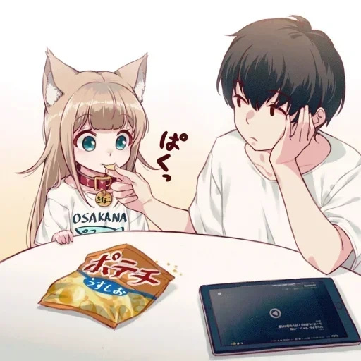 seni animasi, anime neko, jinnazi neiko, kinako shimahara, pola anime yang lucu