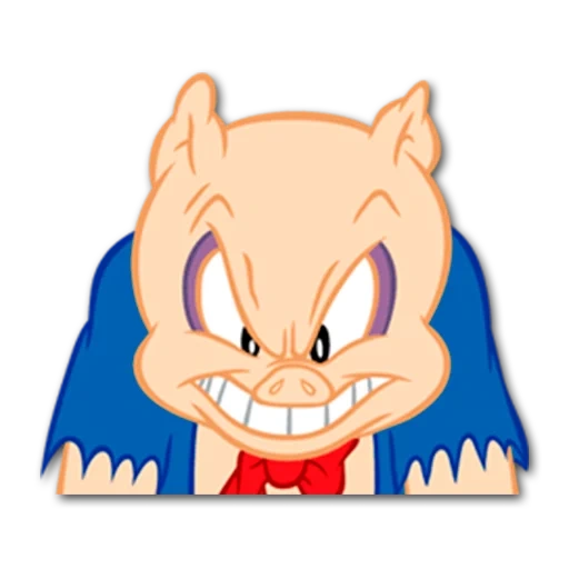 sticker, porky pig evil, porky pig angry, porky the piglet, porky pig looney tunes