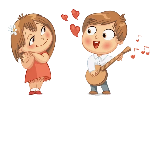 clipart, des enfants dessin, hearts boy est une fille, boy-fille dessin animé, jeu aux adolescents 14 février