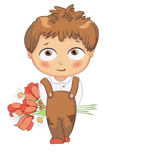 junge, der junge mit blumen, illustration junge, junge mit blumen clipart, cartoon junge mit blumen