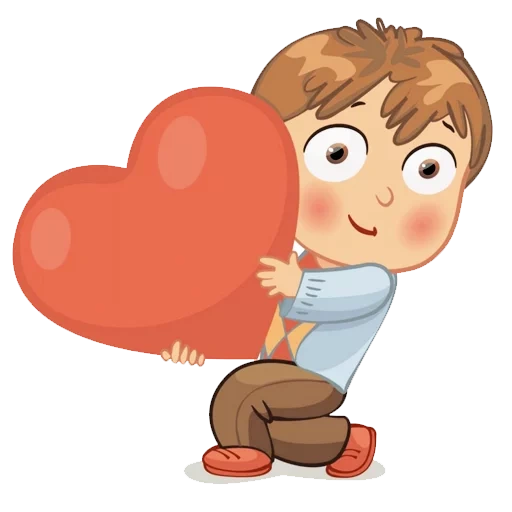clipart, corações de cartoon, o menino segura o coração, corações menino é uma menina, menino do dia dos namorados
