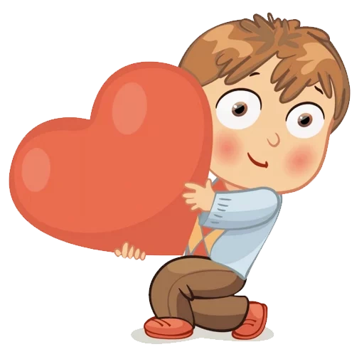 clipart, caricature des cœurs coeurs, le garçon tient le cœur, hearts boy est une fille, fille de la saint-valentin fille