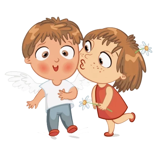 textbook, children's pattern, kissing cartoon, friends illustration, boy and girl cartoons