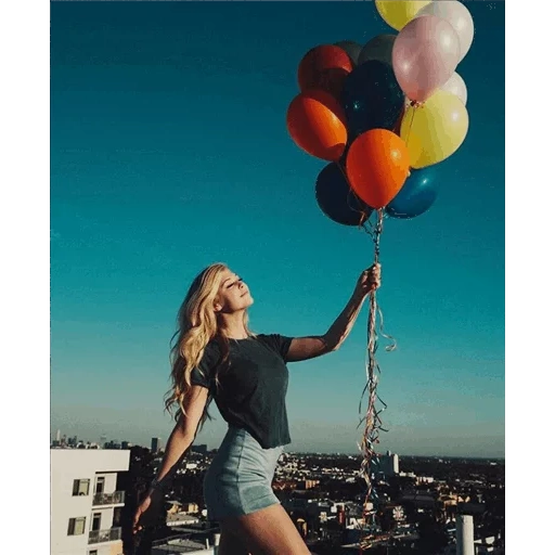 femme, jeune femme, photoshot d'idées, séance photo de pose, session photo avec des ballons