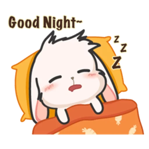 bonne nuit kawai, animaux chers, sommeil de sommeil, chat, mochi autocollant