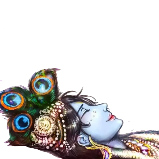 stickers telegram, krishna, krishna et peacock, autocollants, krishna art modern