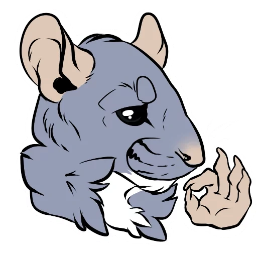 anime, rat, the rat is gray, chinchilla rabbit, rat illustration