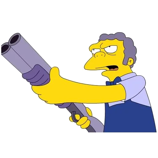 les simpsons, mo sizlak, taureau fou, burns simpsons, mo syzlak simpsons avec un pistolet