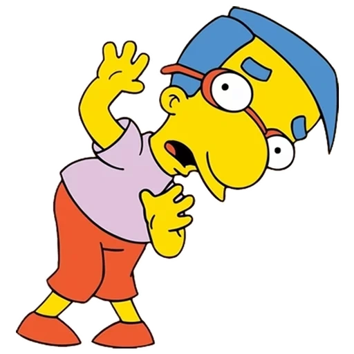 die simpsons, die simpson milhouses, van hutten milhouse, die milhouse simpsons, zeichen im simpson-stil