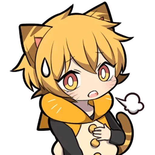 chibi, no tigre, línea de gatito, gatito naranja sazi