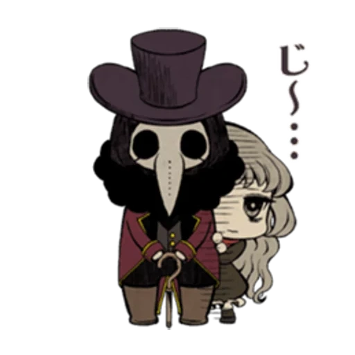 lovely cartoon, cartoon character, plague doctor token, lost smile and strange circus, lost smile and strange circus oddman