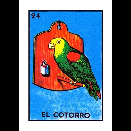 cotorro, попугай птица, la pajaro карта, mexican loteria cards, дама карточкой la borracha loteria