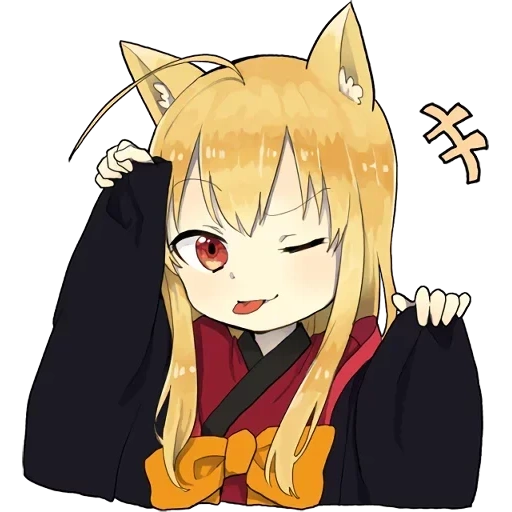sticker kitsune little fox, sticker kitsune, anime fox, kitsune, fox