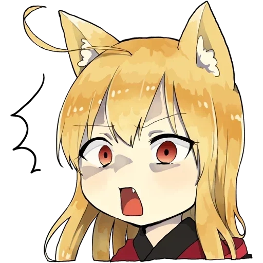 little fox kitsune stickers, girls from anime, anime some, anime fox, chibi