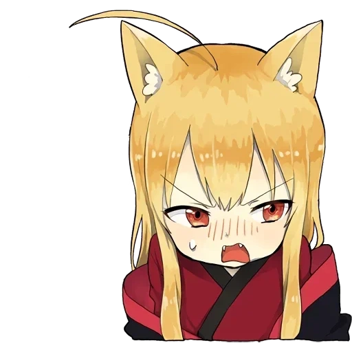 sticker kitsune kecil fox, stiker fox, gambar lucu chibi, anime fox, anime memes