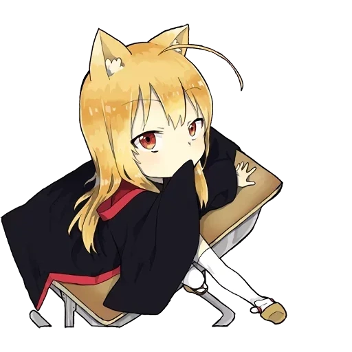 little fox kitsune autocollants, anime lisichka, personnages anime, dessins mignons anime, dessins anime