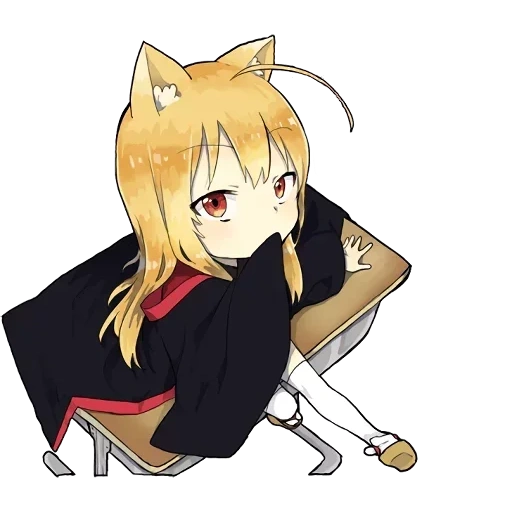 stiker kecil rubah kitsune, anime lisichka, karakter anime, gambar lucu anime, gambar anime