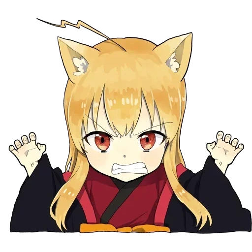 little fox kitsune autocollants, anime fox, dessins anime, hut anime, fox