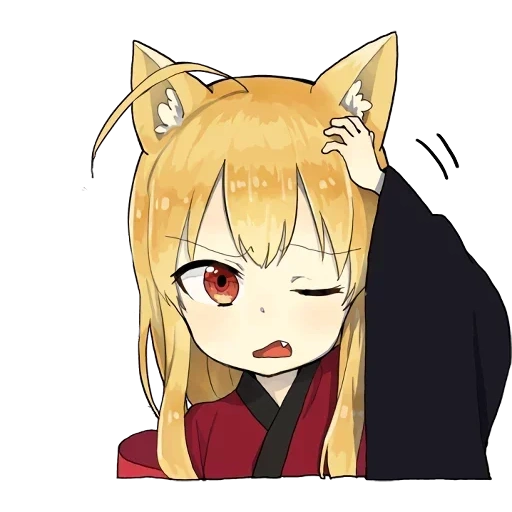 little fox kitsune sticker, anime fox, anime charaktere, süße zeichnungen chibi, aufkleber fox