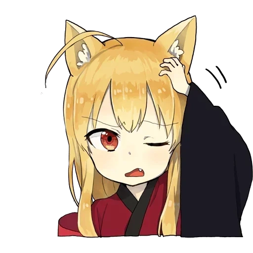 little fox kitsune autocollants, anime fox, personnages anime, dessins mignons chibi, autocollants fox