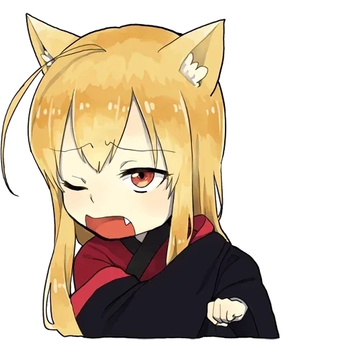 sticker kitsune little fox, perlu, gambar lucu anime, gambar anime, little fox kitsune