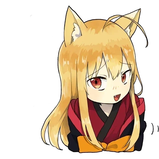 little fox kitsune autocollants, anime fox, autocollants kitsune, chibi personnages anime, mignon dessins anime